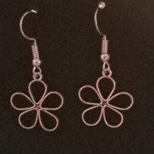 Silver Flower Hook Earrings